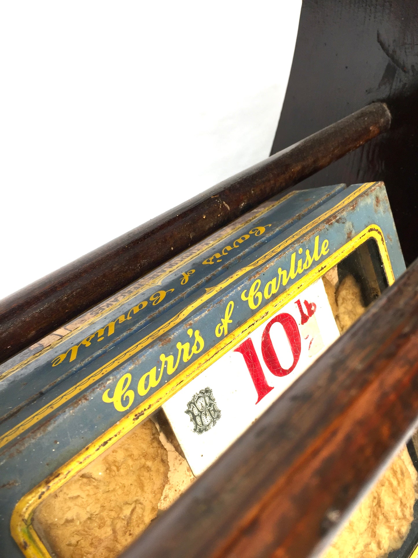 Antique Advertising - Wooden Carr's Biscuit Two Tier Shop Display Stand / Shelf
