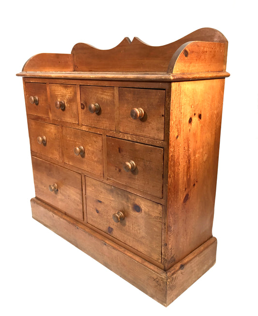 Antique 19th Century Large Wooden Pine Apothecary Style Chest of Drawers Cabinet