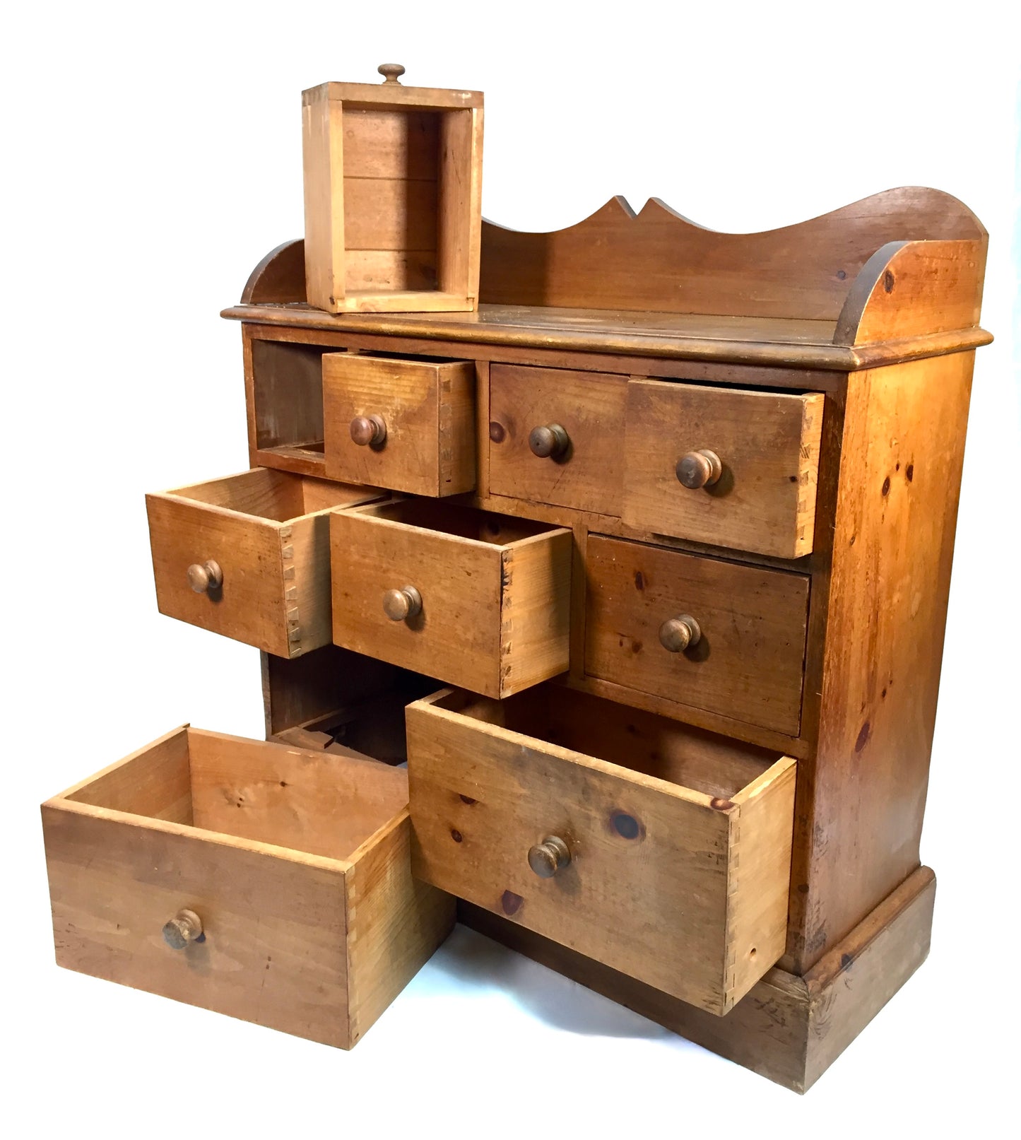Antique 19th Century Large Wooden Pine Apothecary Style Chest of Drawers Cabinet