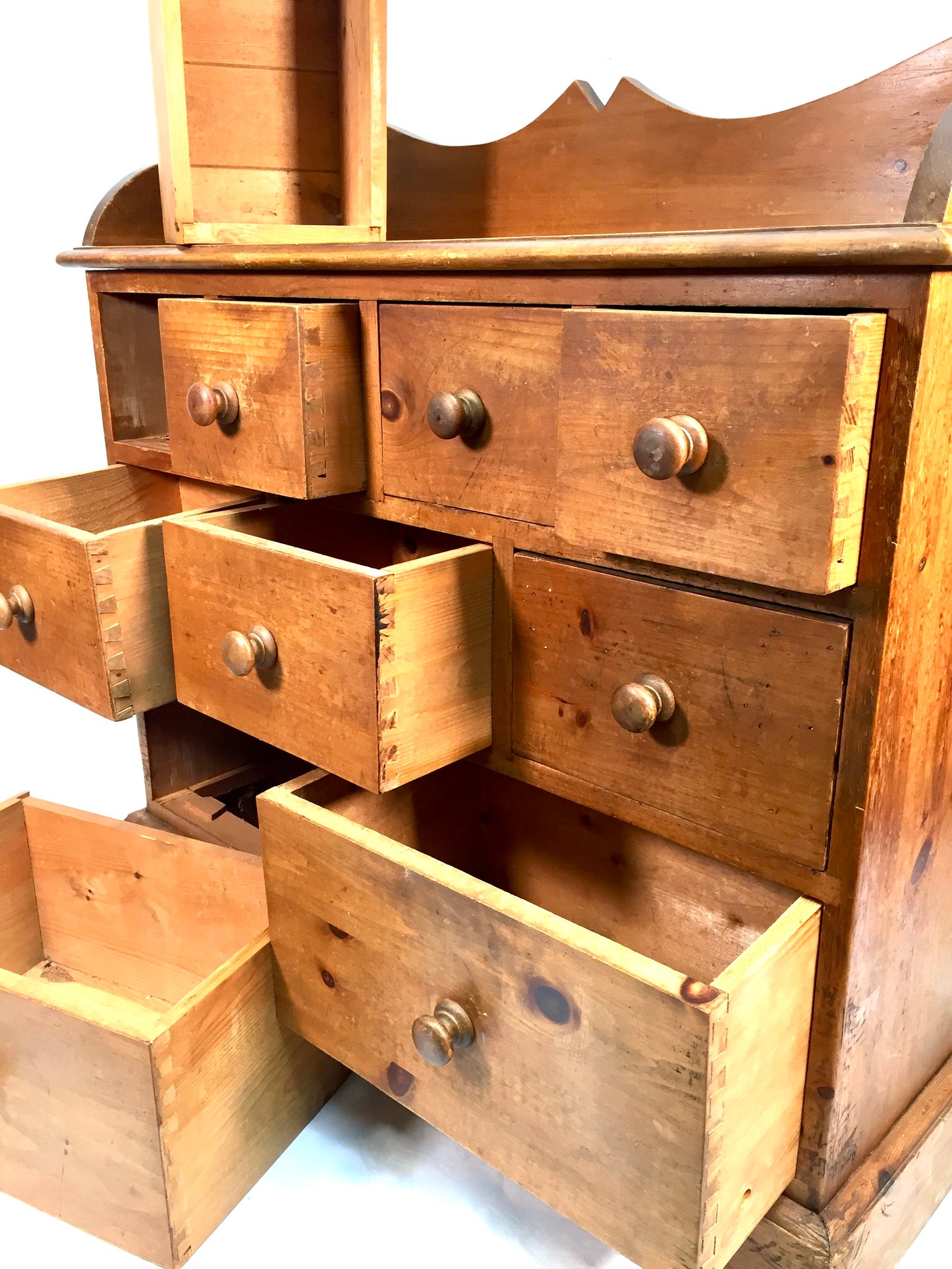 Antique 19th Century Large Wooden Pine Apothecary Style Chest of Drawers Cabinet