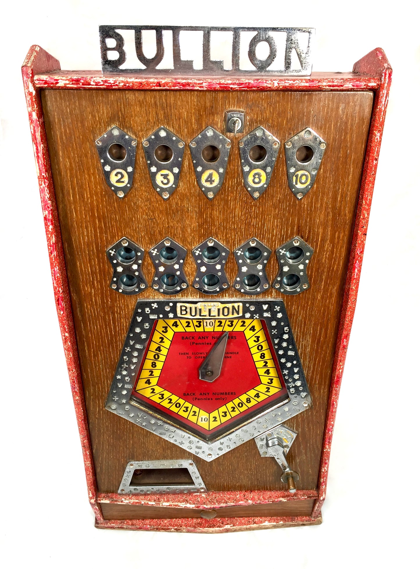 Antique 1960s Bryan's "Bullion" Penny Arcade Machine 20th Century Working Order
