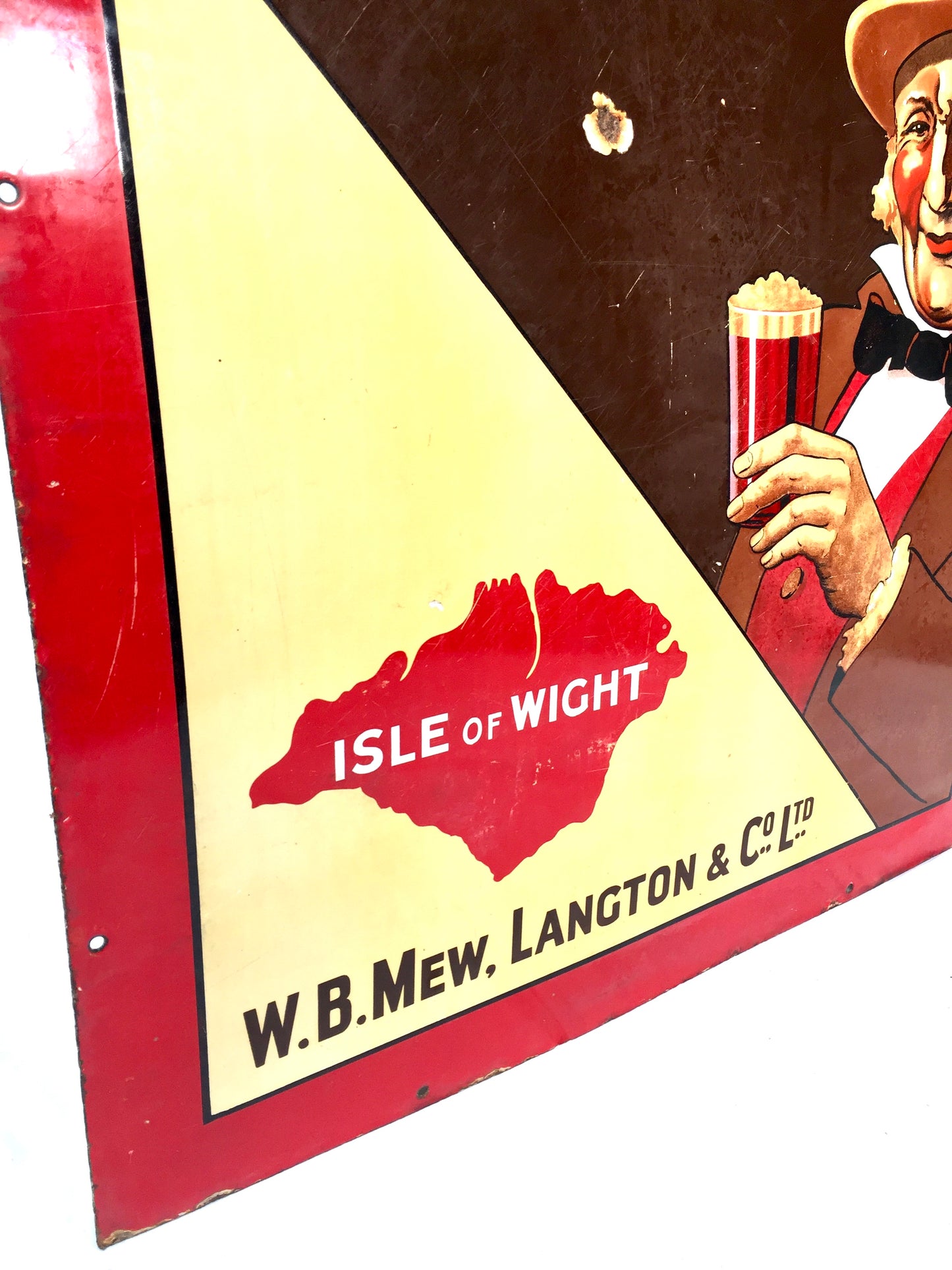 Antique Advertising Large Mew's Brewery Isle of Wight Pictorial Enamel Sign 1920