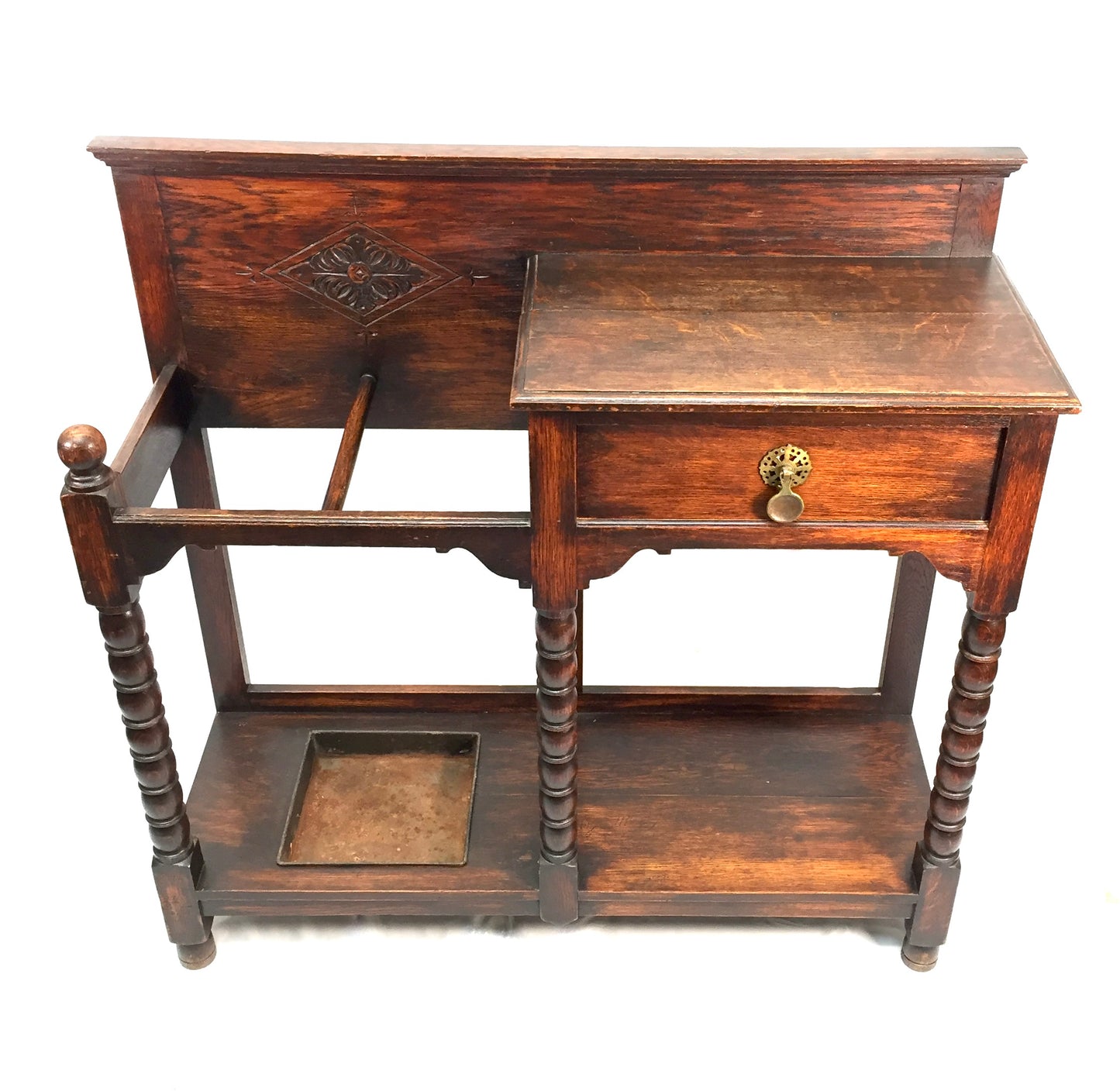 Antique Country House Oak Wooden Stick / Umbrella Stand / Entrance Hall c.1900