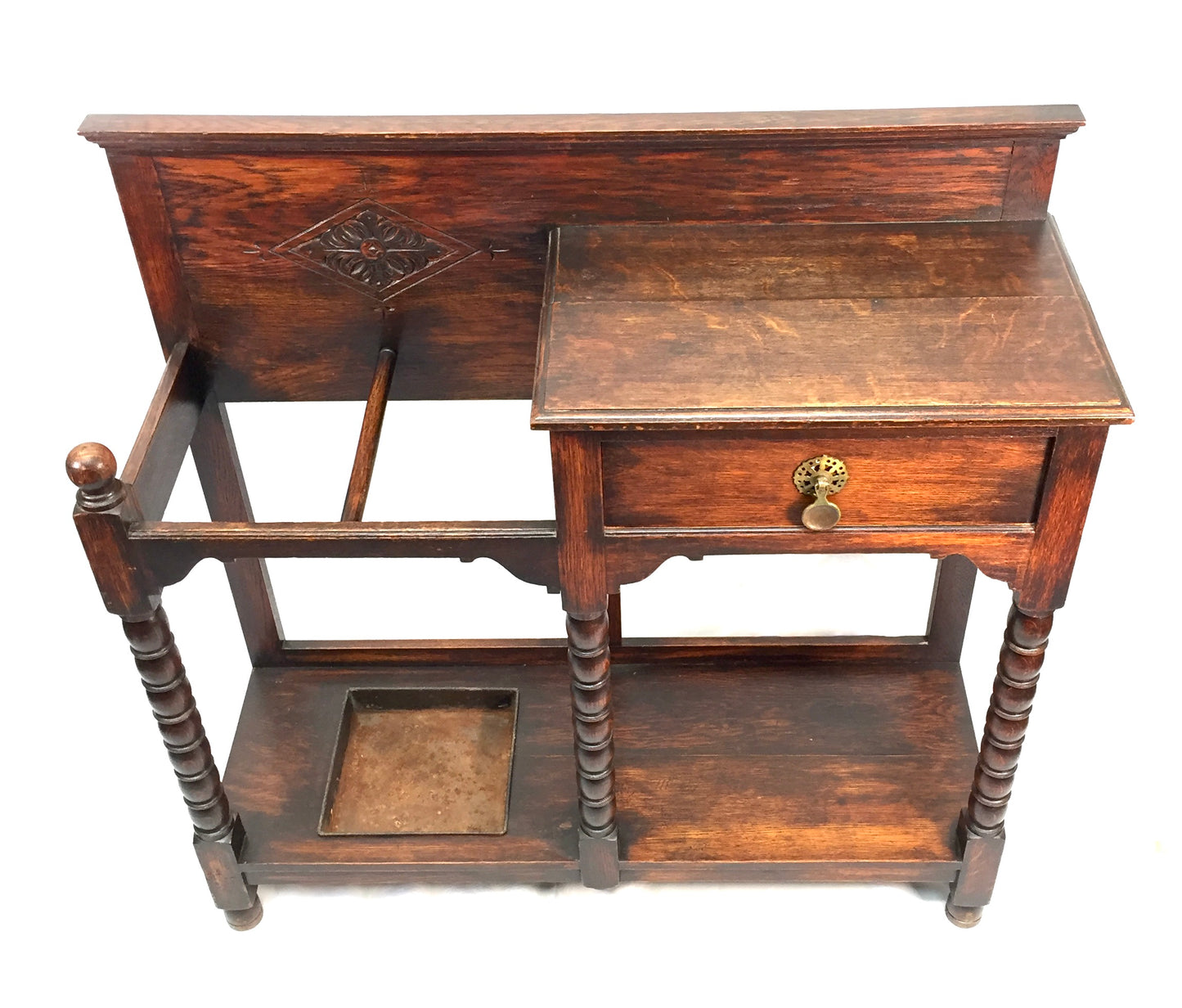 Antique Country House Oak Wooden Stick / Umbrella Stand / Entrance Hall c.1900
