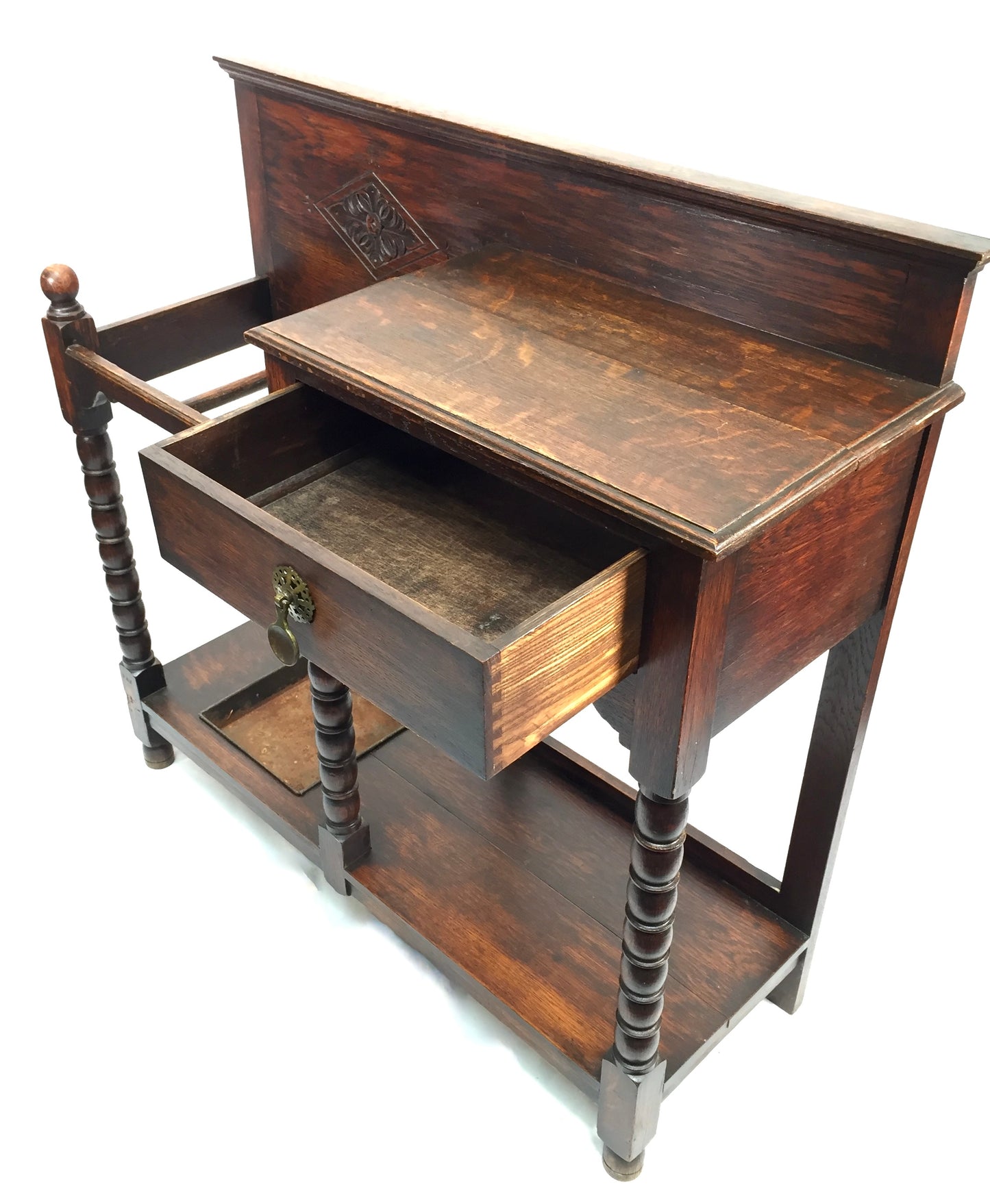 Antique Country House Oak Wooden Stick / Umbrella Stand / Entrance Hall c.1900