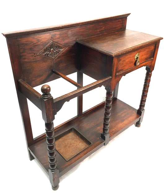Antique Country House Oak Wooden Stick / Umbrella Stand / Entrance Hall c.1900