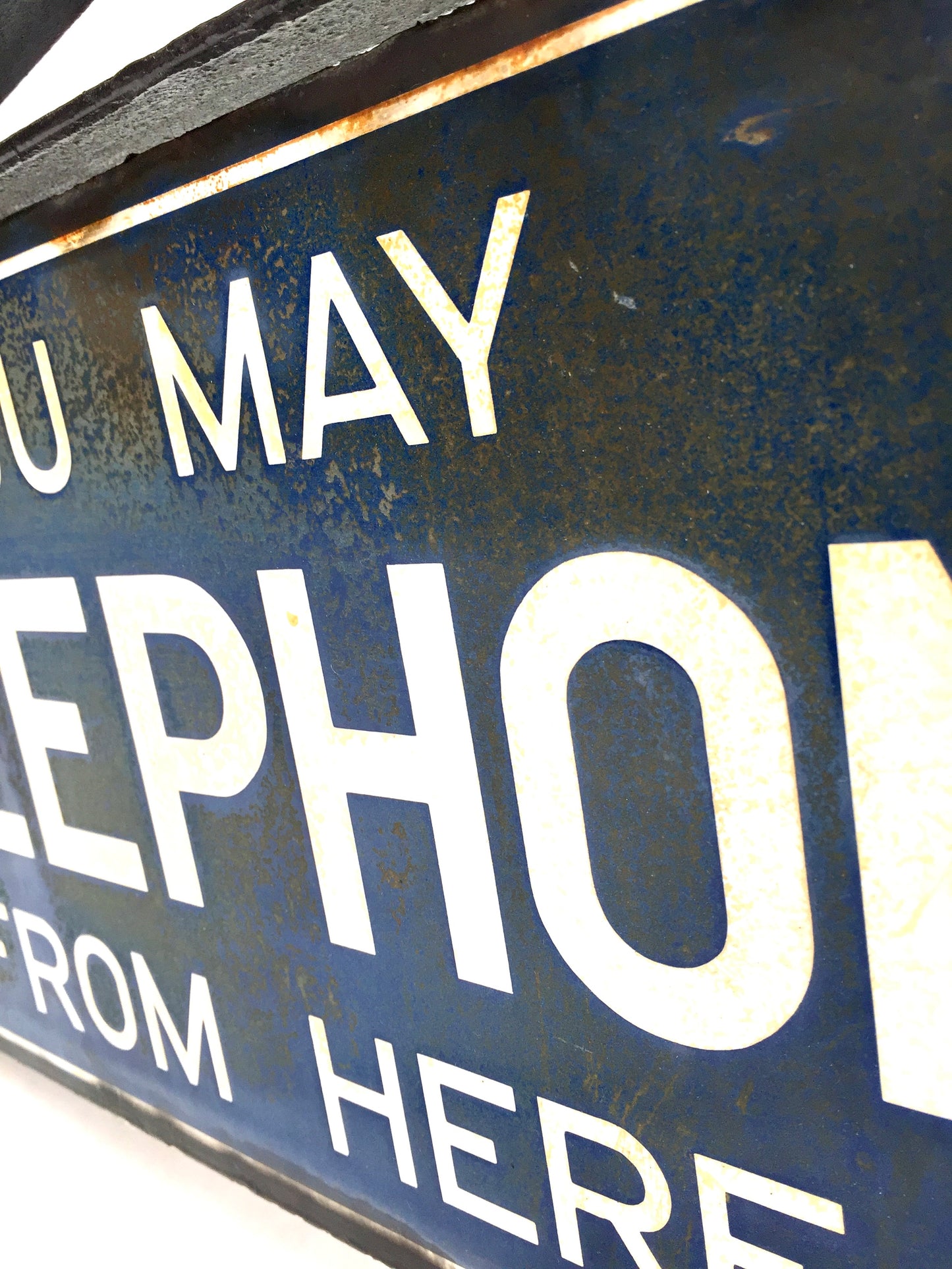 Antique Advertising - Double Sided Enamel Sign You May Telephone Here / Bracket&nbsp;