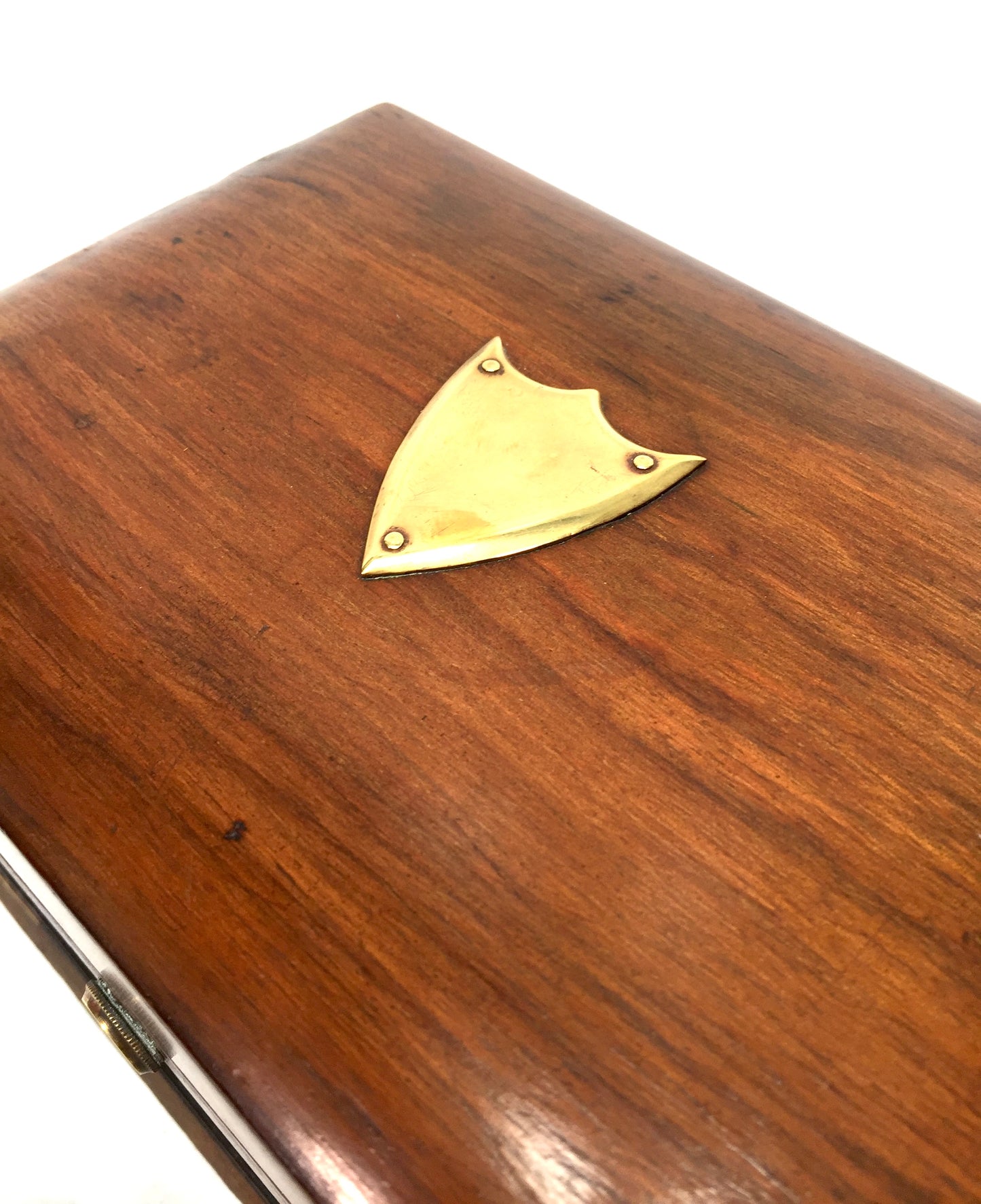 Antique 20th Century Wooden Walnut & Glazed Jewellery Trinket Storage Box c.1910