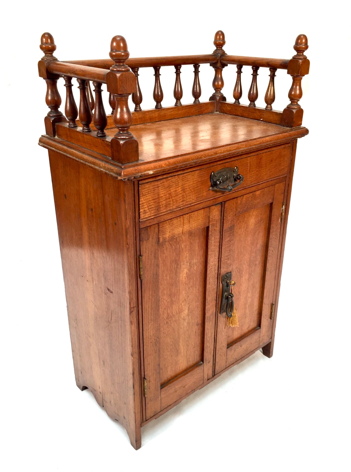 Antique Edwardian Wooden Oak Tabletop Cupboard Storage Cabinet Box 20th Century