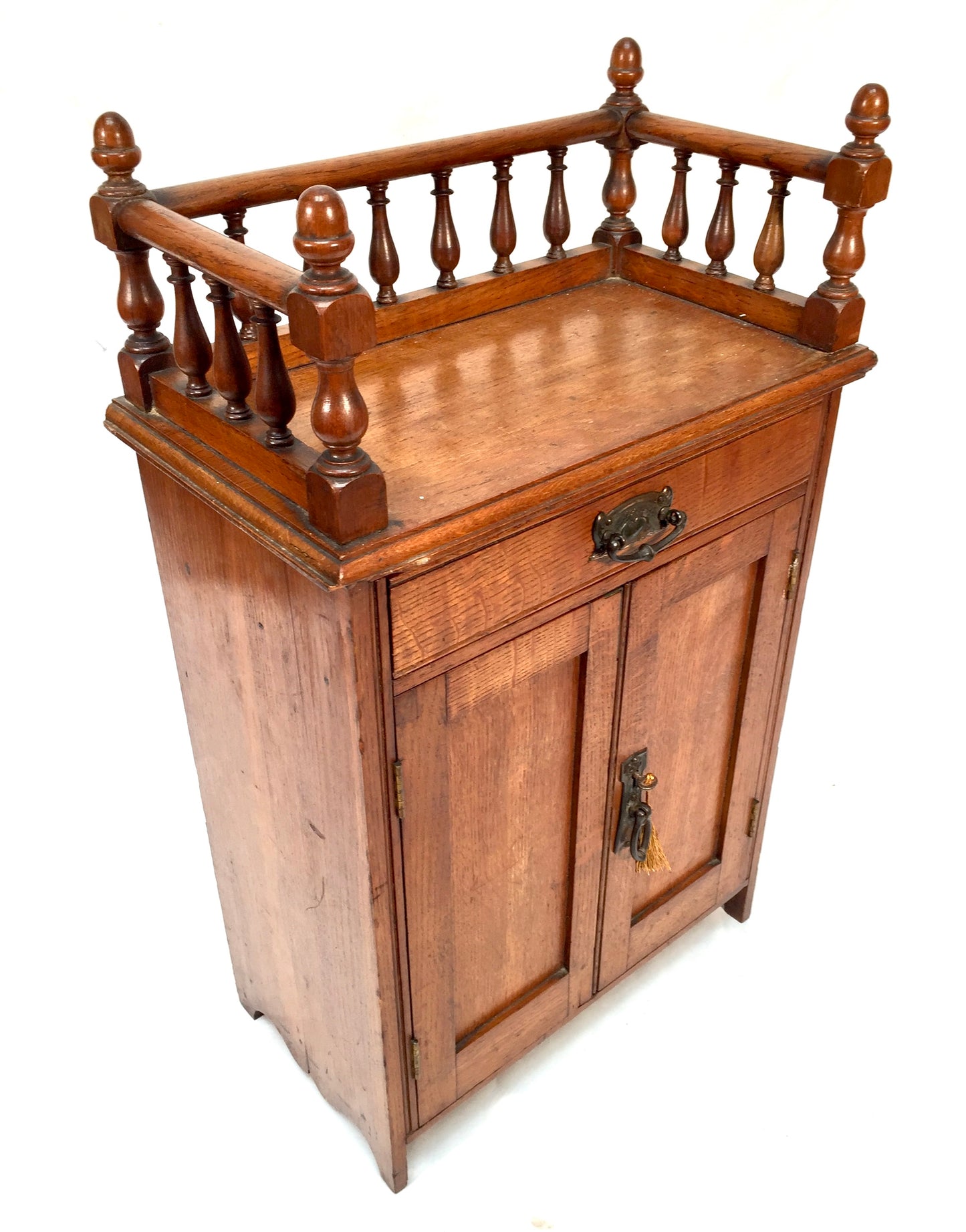 Antique Edwardian Wooden Oak Tabletop Cupboard Storage Cabinet Box 20th Century