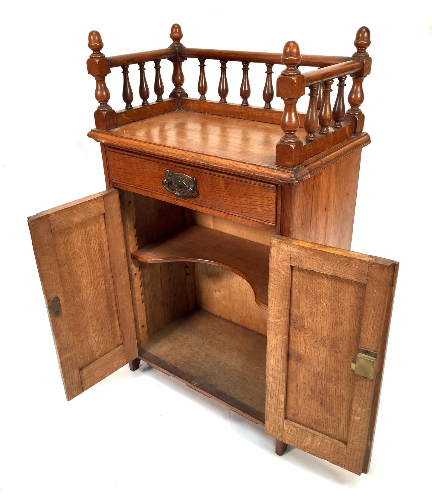 Antique Edwardian Wooden Oak Tabletop Cupboard Storage Cabinet Box 20th Century