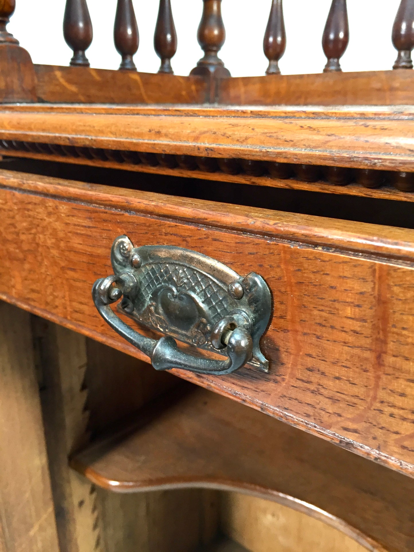 Antique Edwardian Wooden Oak Tabletop Cupboard Storage Cabinet Box 20th Century