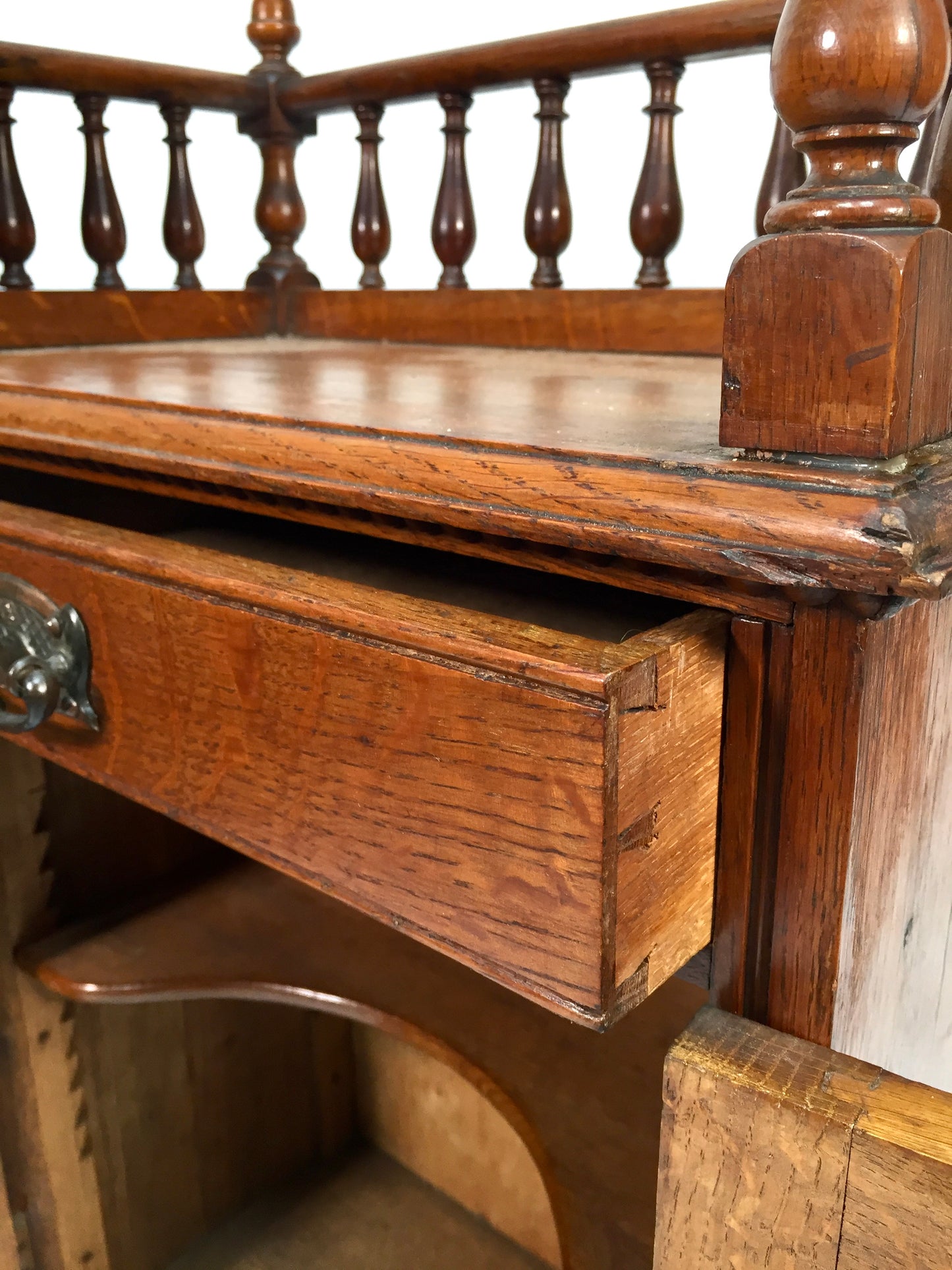 Antique Edwardian Wooden Oak Tabletop Cupboard Storage Cabinet Box 20th Century