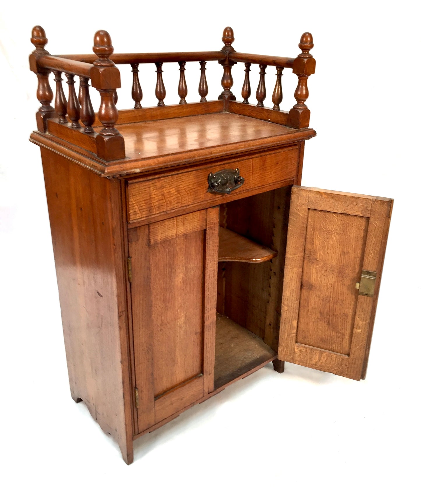 Antique Edwardian Wooden Oak Tabletop Cupboard Storage Cabinet Box 20th Century