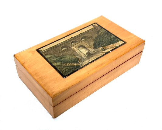 Antique Wooden Storage Trinket Box Highgate Archway London Souvenir Box