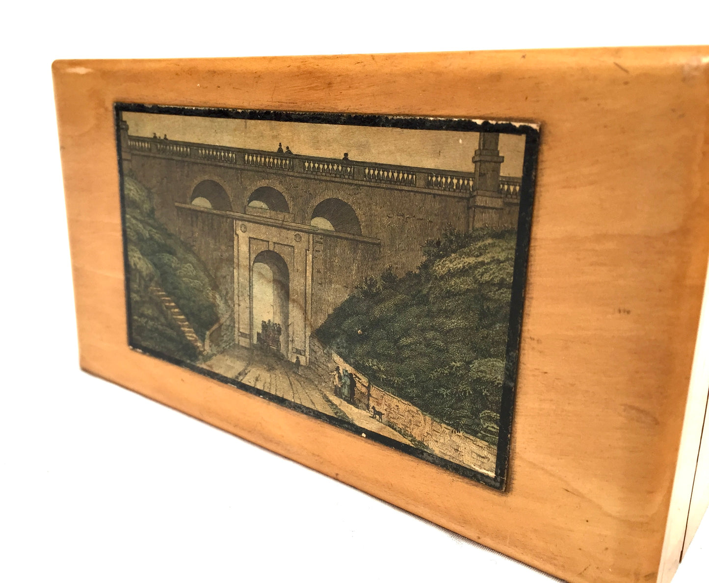 Antique Wooden Storage Trinket Box Highgate Archway London Souvenir Box