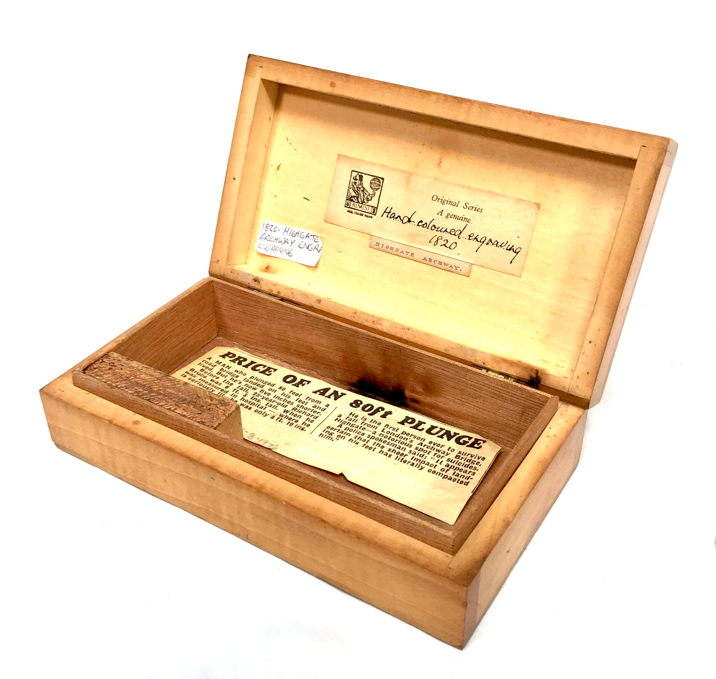 Antique Wooden Storage Trinket Box Highgate Archway London Souvenir Box