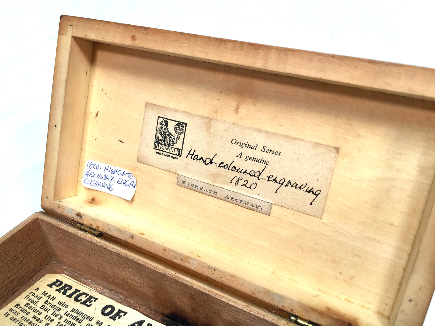 Antique Wooden Storage Trinket Box Highgate Archway London Souvenir Box