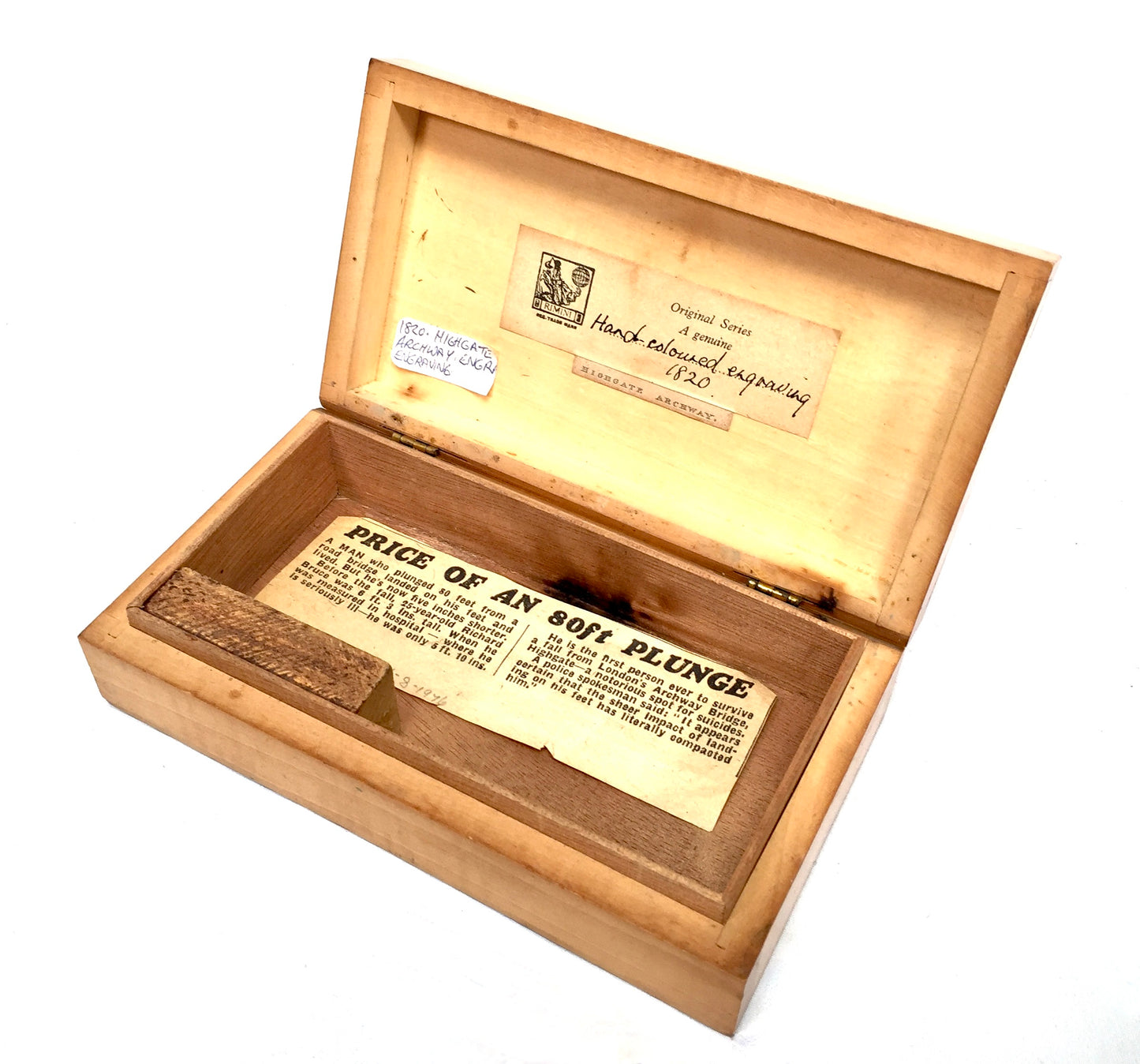 Antique Wooden Storage Trinket Box Highgate Archway London Souvenir Box