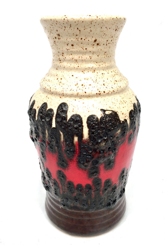 Vintage West German Pottery Fat Lava Bay Keramik Vase / Jug / Red &amp; Black c.1970