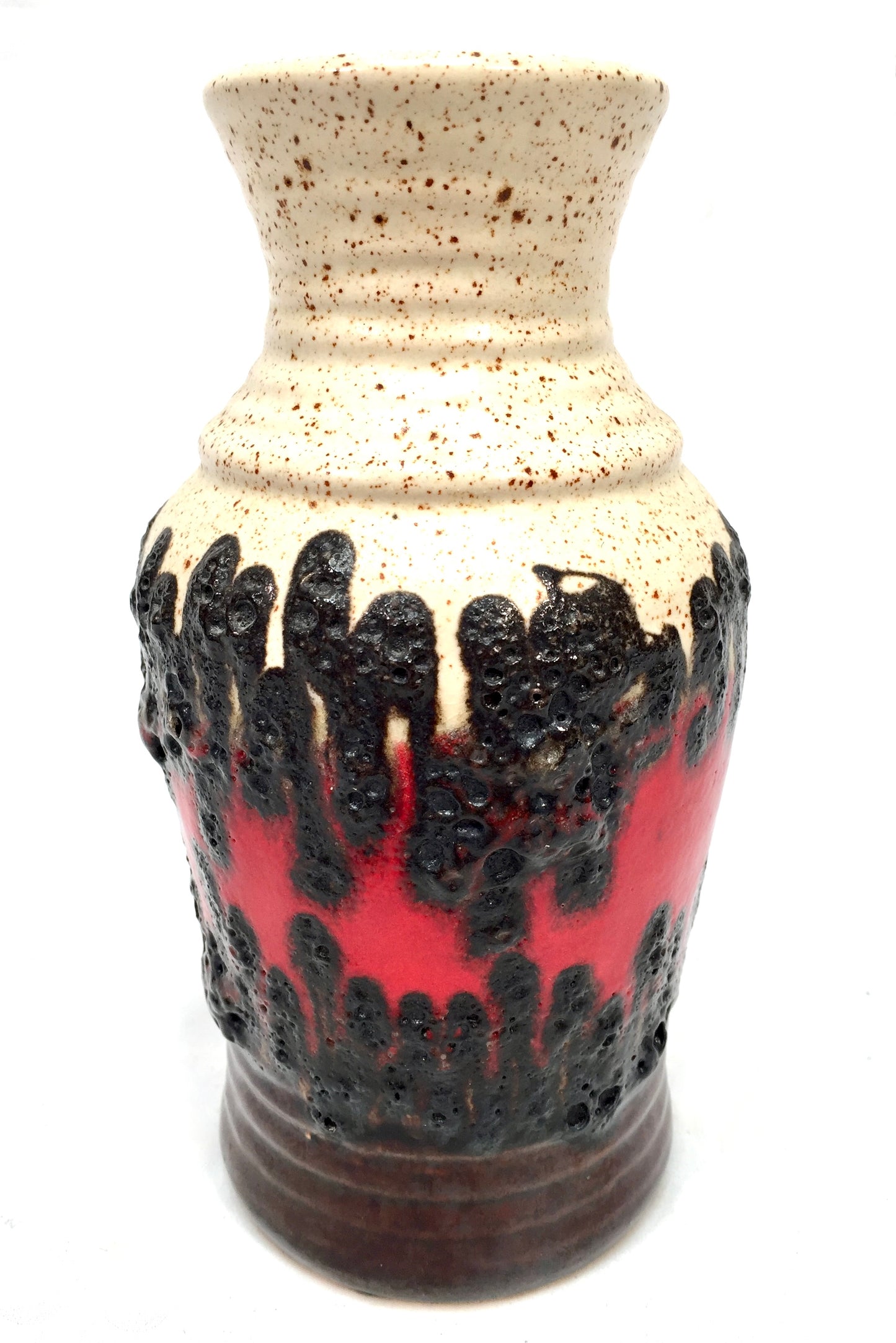 Vintage West German Pottery Fat Lava Bay Keramik Vase / Jug / Red &amp; Black c.1970