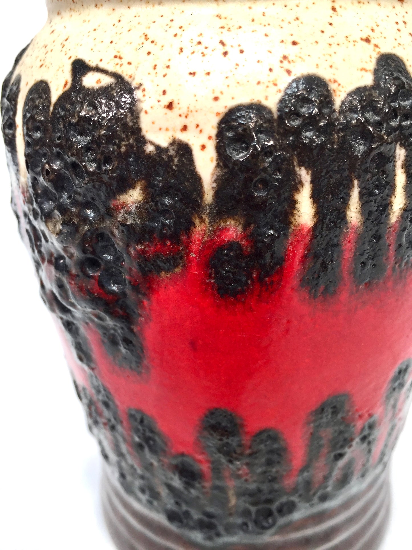 Vintage West German Pottery Fat Lava Bay Keramik Vase / Jug / Red &amp; Black c.1970
