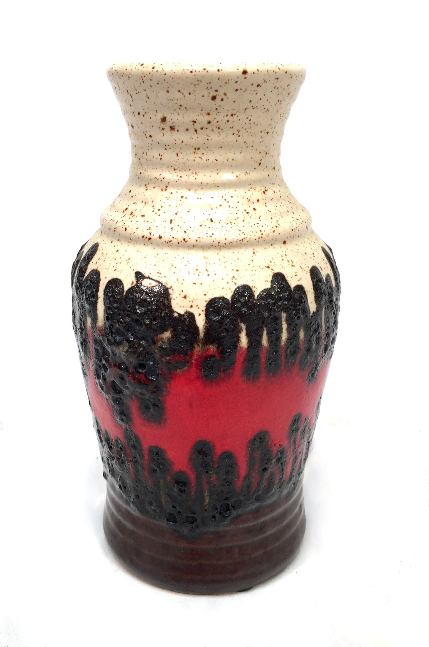 Vintage West German Pottery Fat Lava Bay Keramik Vase / Jug / Red &amp; Black c.1970