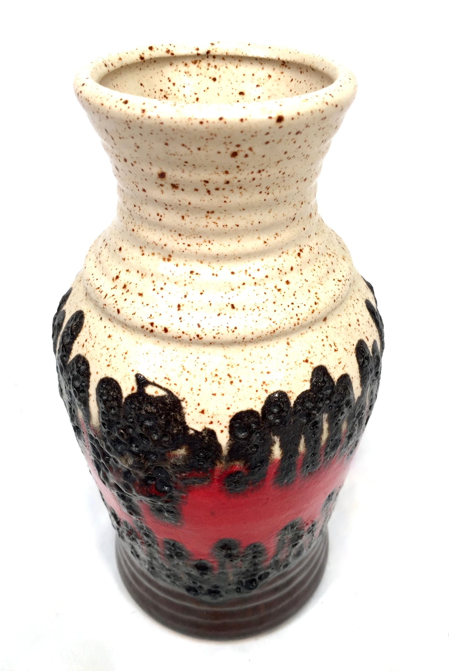 Vintage West German Pottery Fat Lava Bay Keramik Vase / Jug / Red &amp; Black c.1970
