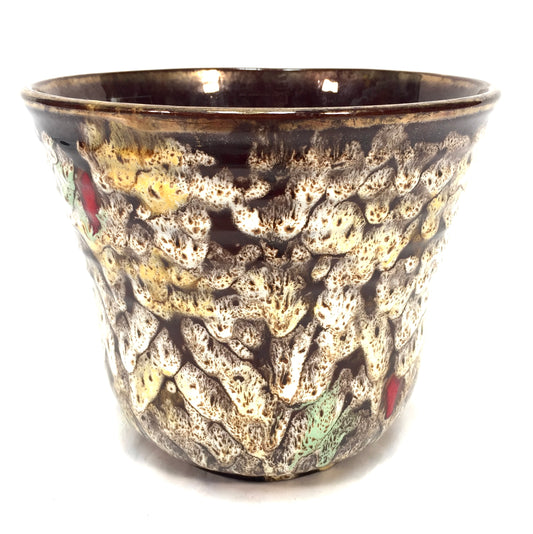 Vintage West German Pottery Carstens Vase Plant Pot / Retro 1970s / Brown Cream