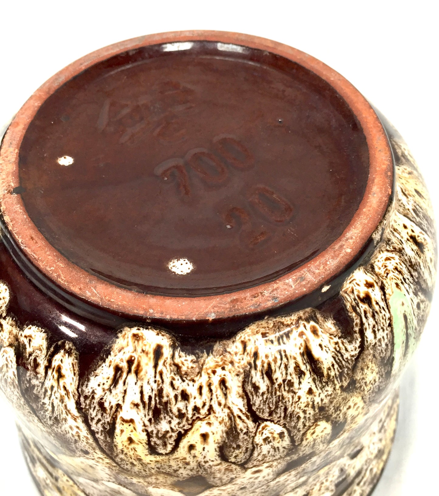 Vintage West German Pottery Carstens Vase Plant Pot / Retro 1970s / Brown Cream