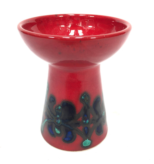 Vintage West German Pottery Allgöuer Keramik Vase / Red & Blue Retro 1970