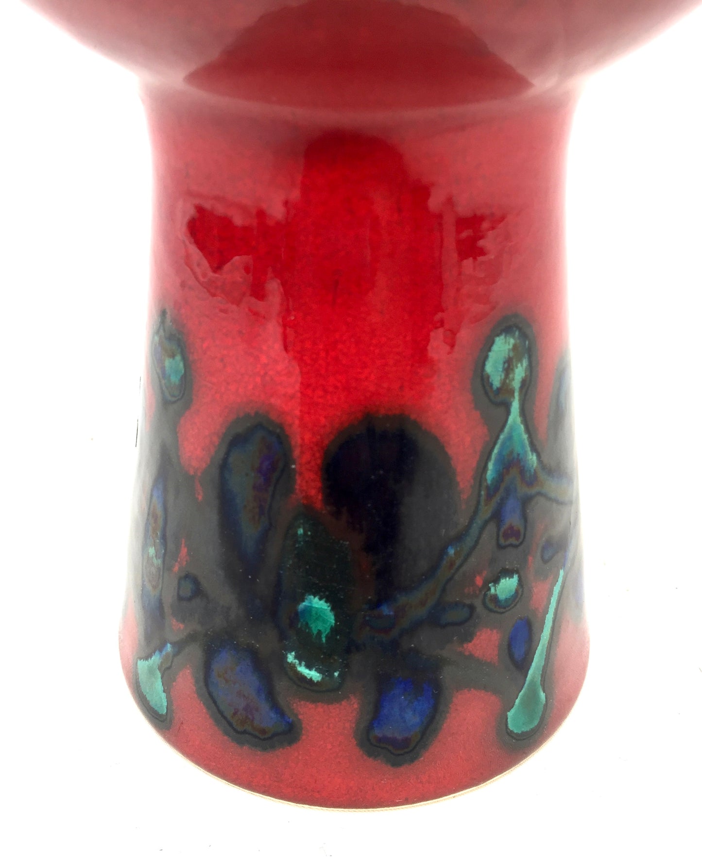 Vintage West German Pottery Allgöuer Keramik Vase / Red & Blue Retro 1970