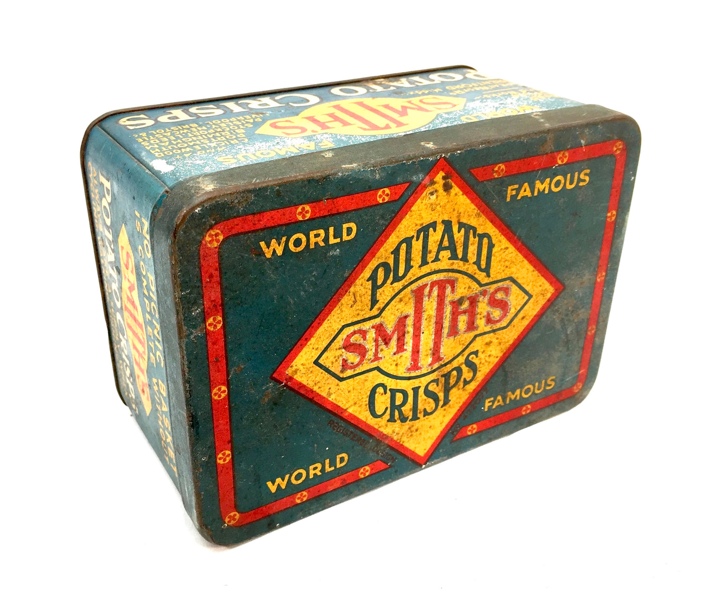 Antique Advertising World Famous Smith's Potato Crisp Food Tin c1950 Kitchenalia