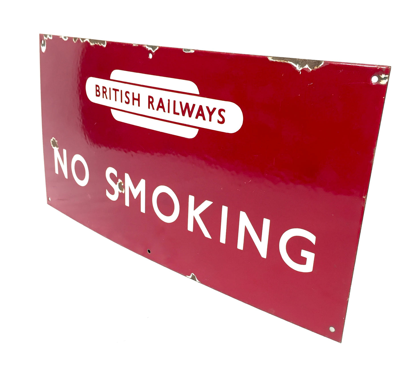 Antique Advertising - 20th Century No Smoking Enamel Sign for British Railways