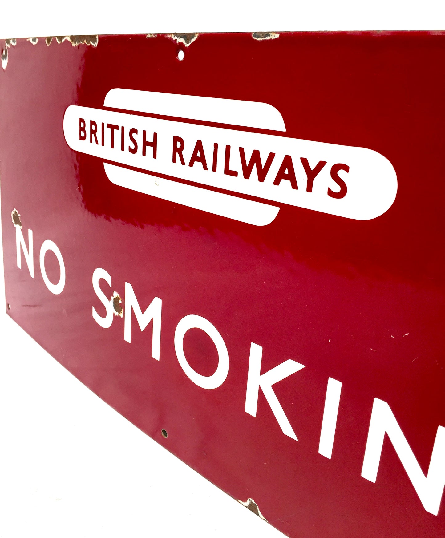 Antique Advertising - 20th Century No Smoking Enamel Sign for British Railways