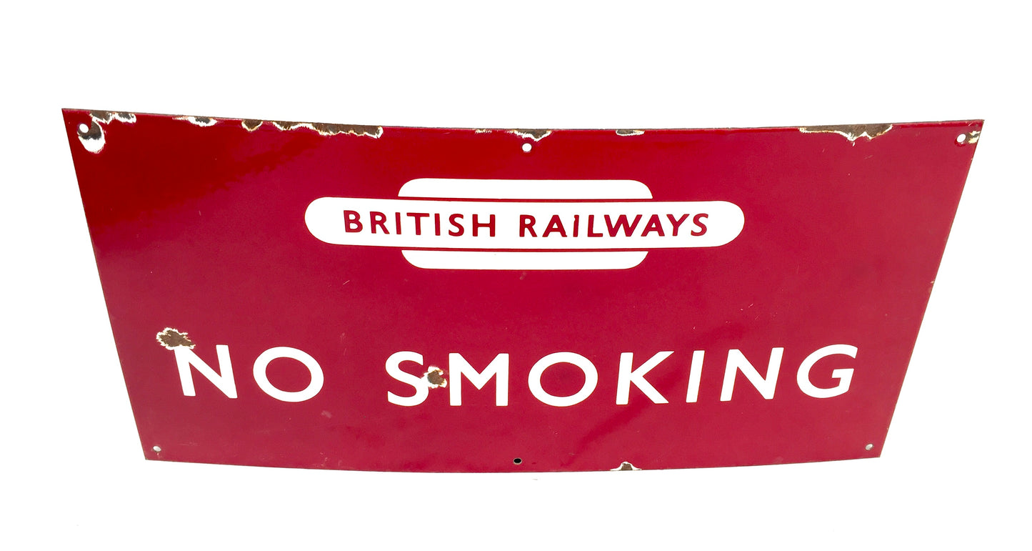 Antique Advertising - 20th Century No Smoking Enamel Sign for British Railways