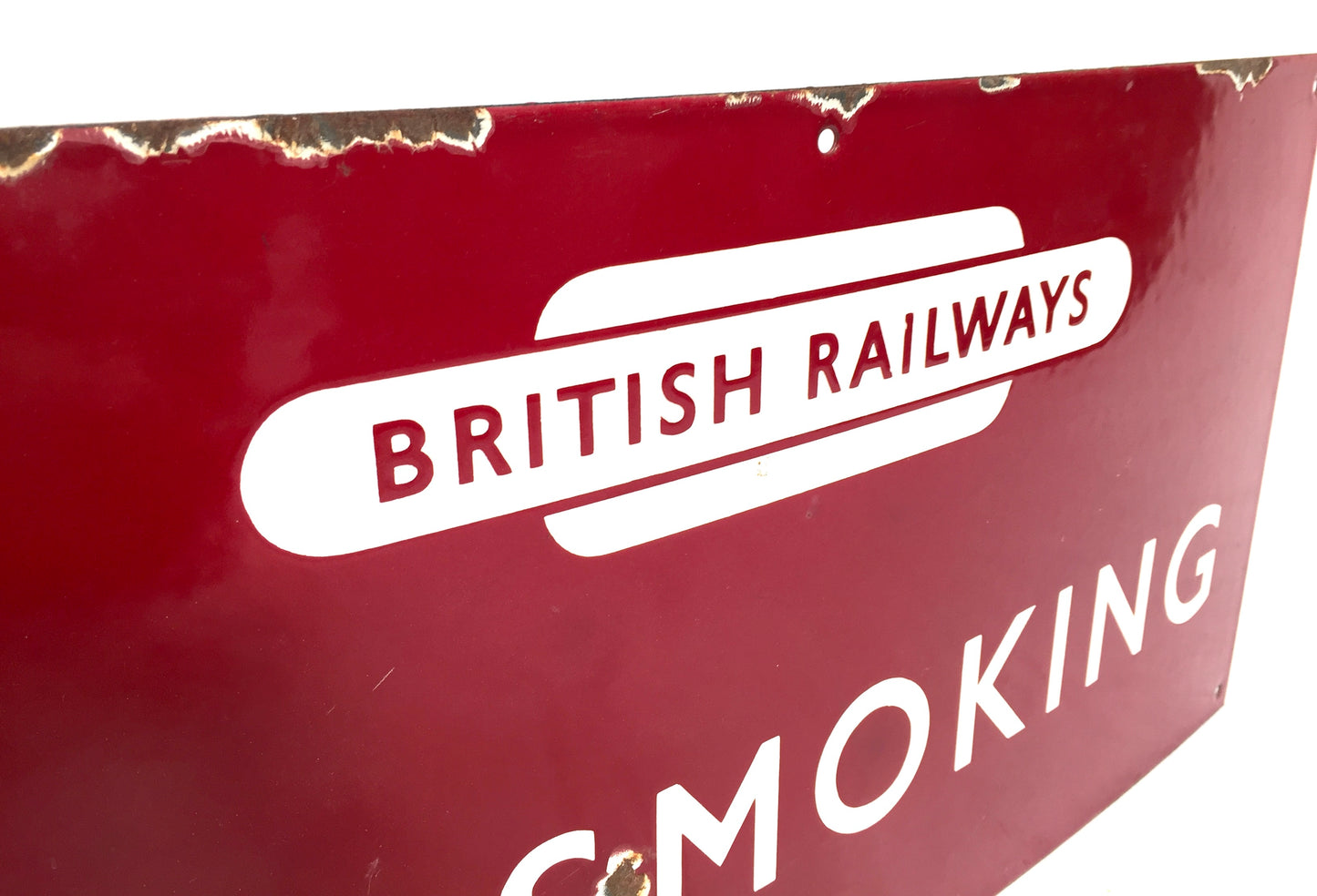 Antique Advertising - 20th Century No Smoking Enamel Sign for British Railways