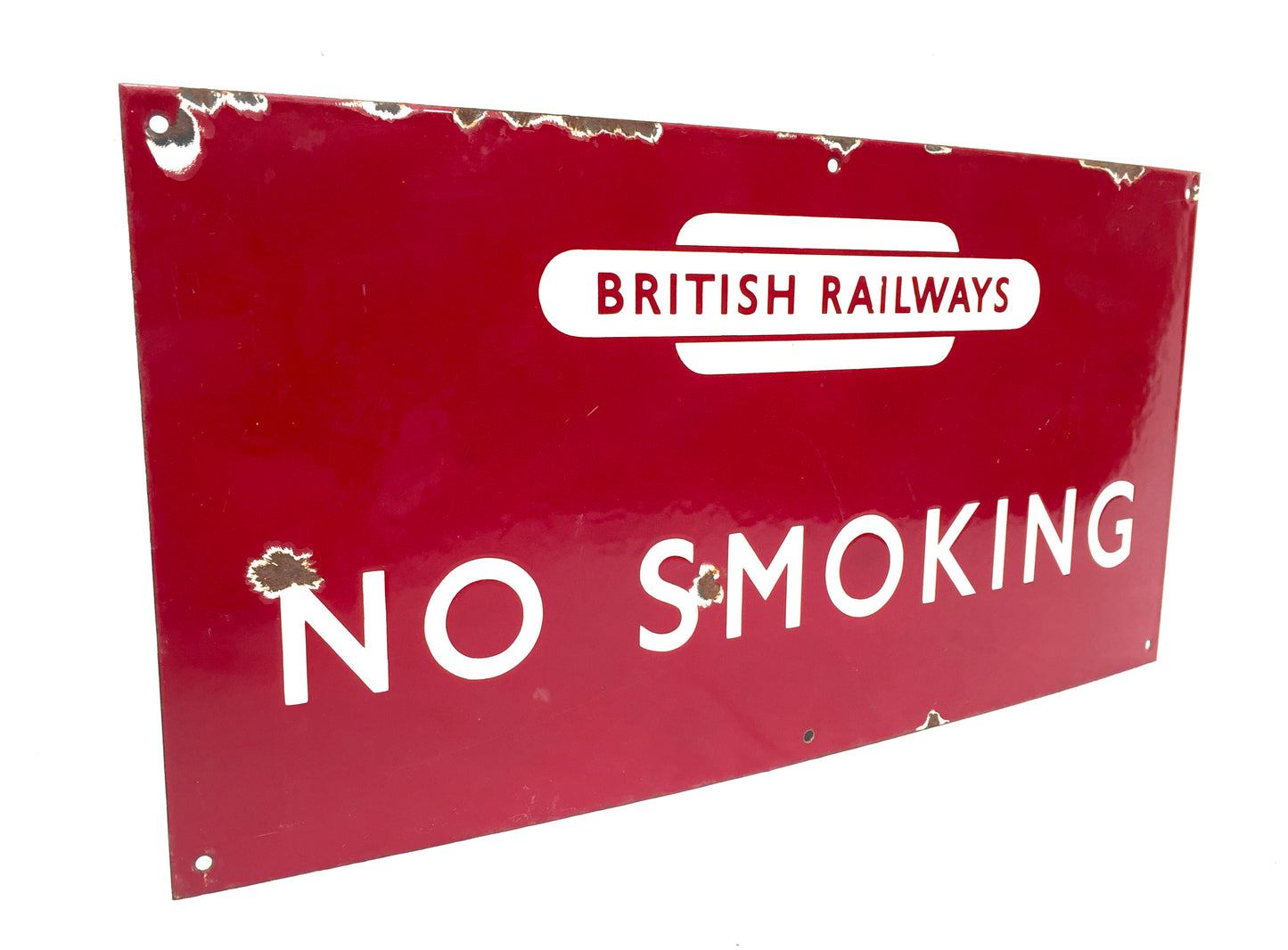 Antique Advertising - 20th Century No Smoking Enamel Sign for British Railways