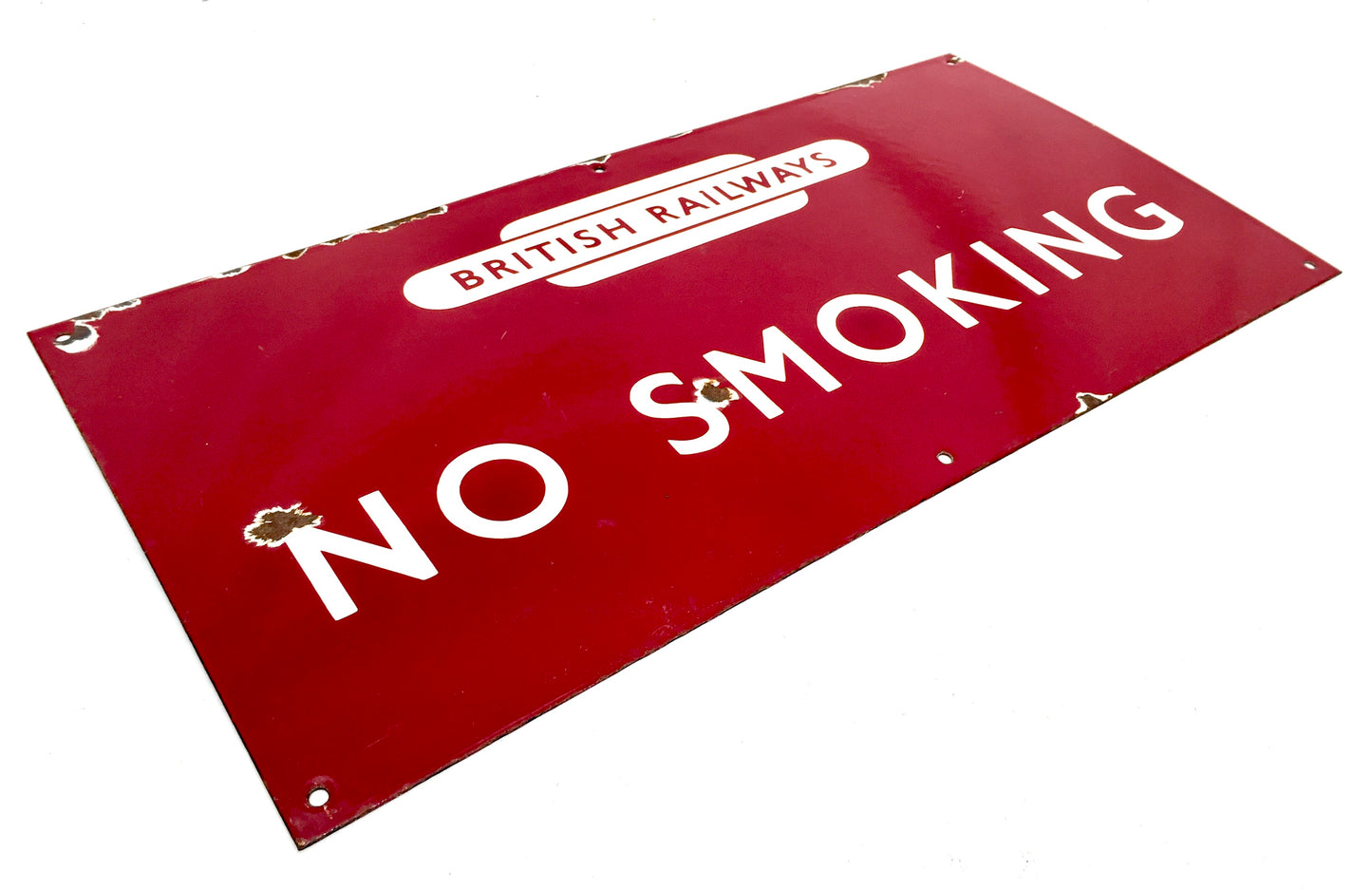Antique Advertising - 20th Century No Smoking Enamel Sign for British Railways