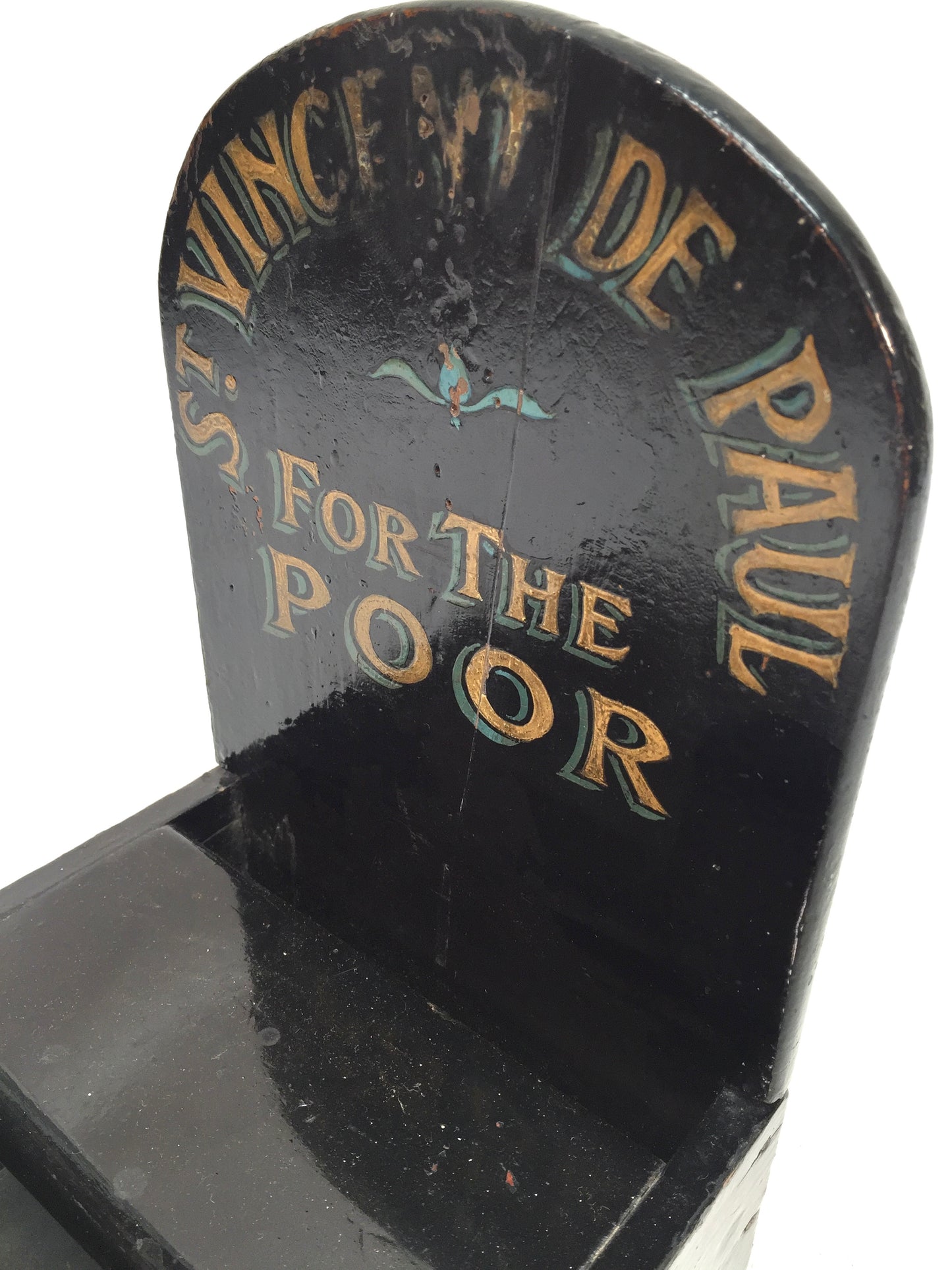Antique Wooden St. Vincent de Paul Church Used Handled Collection Money Box 1900