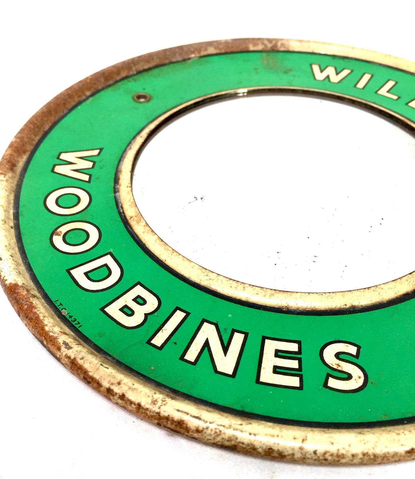 Antique Advertising Wills's Woodbines Cigarettes Circle Round Mirror Sign Green