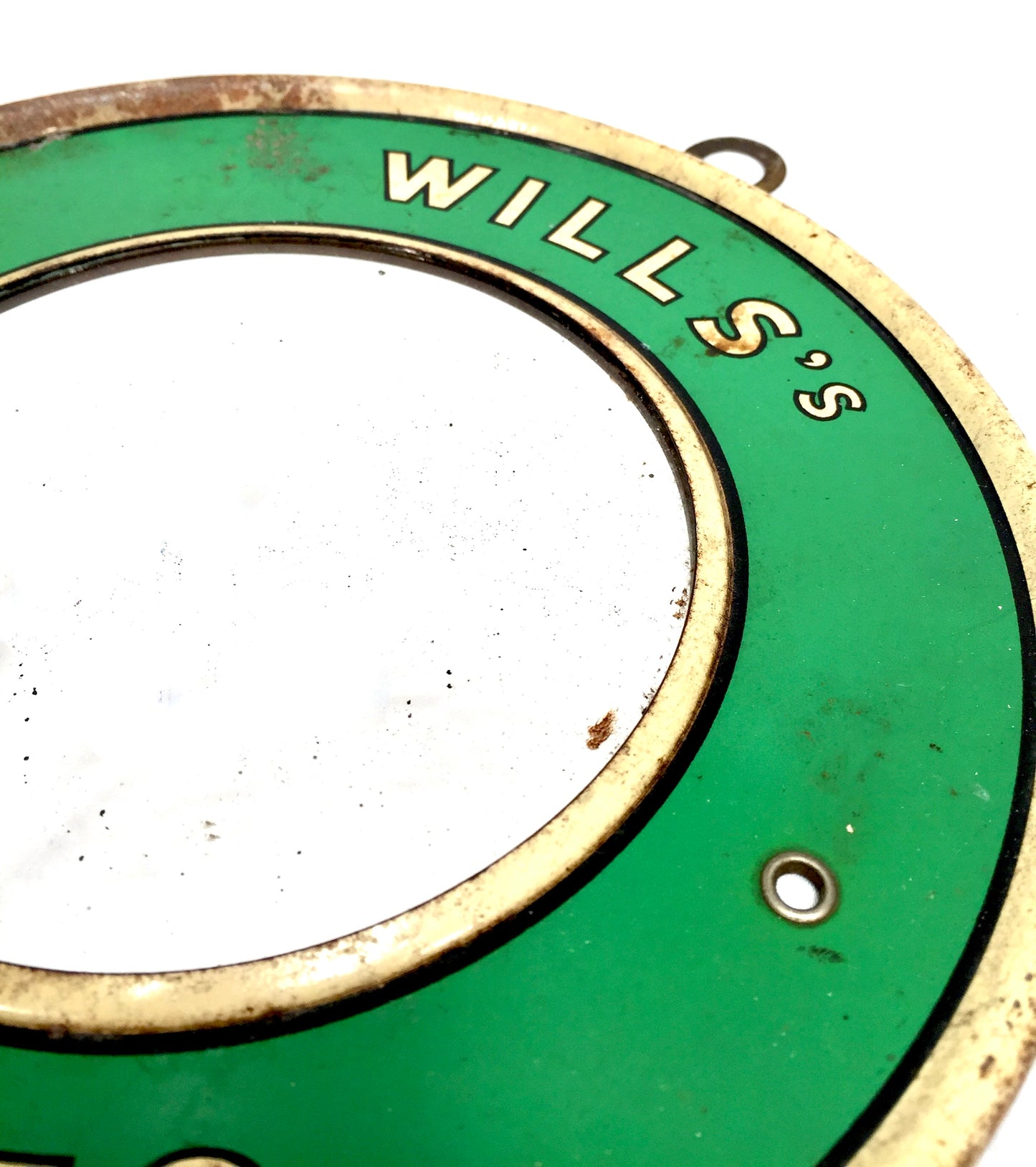 Antique Advertising Wills's Woodbines Cigarettes Circle Round Mirror Sign Green