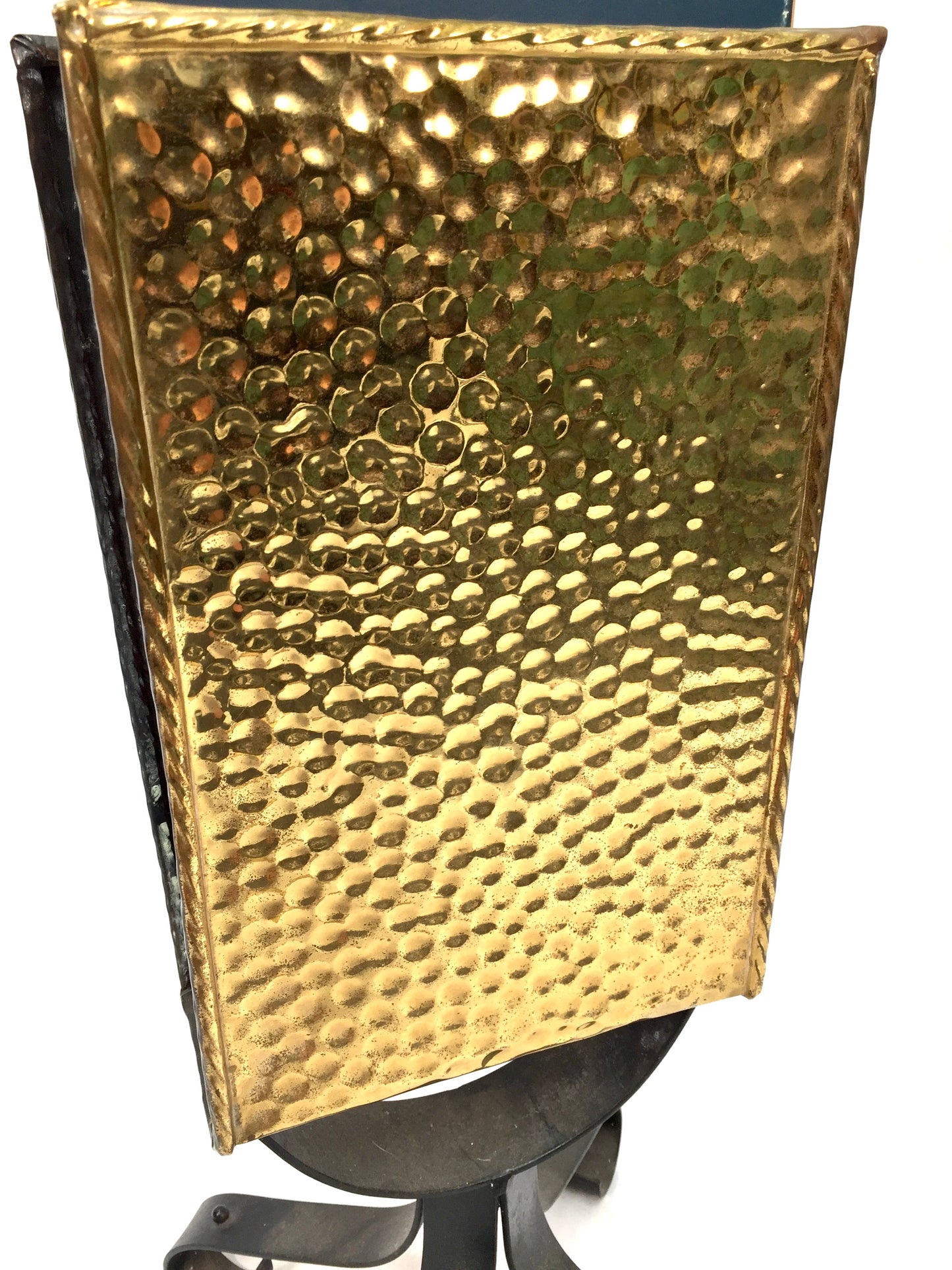 Antique Embossed Brass &amp; Iron Fireside Large Matchbox Holder Mid 20th Century