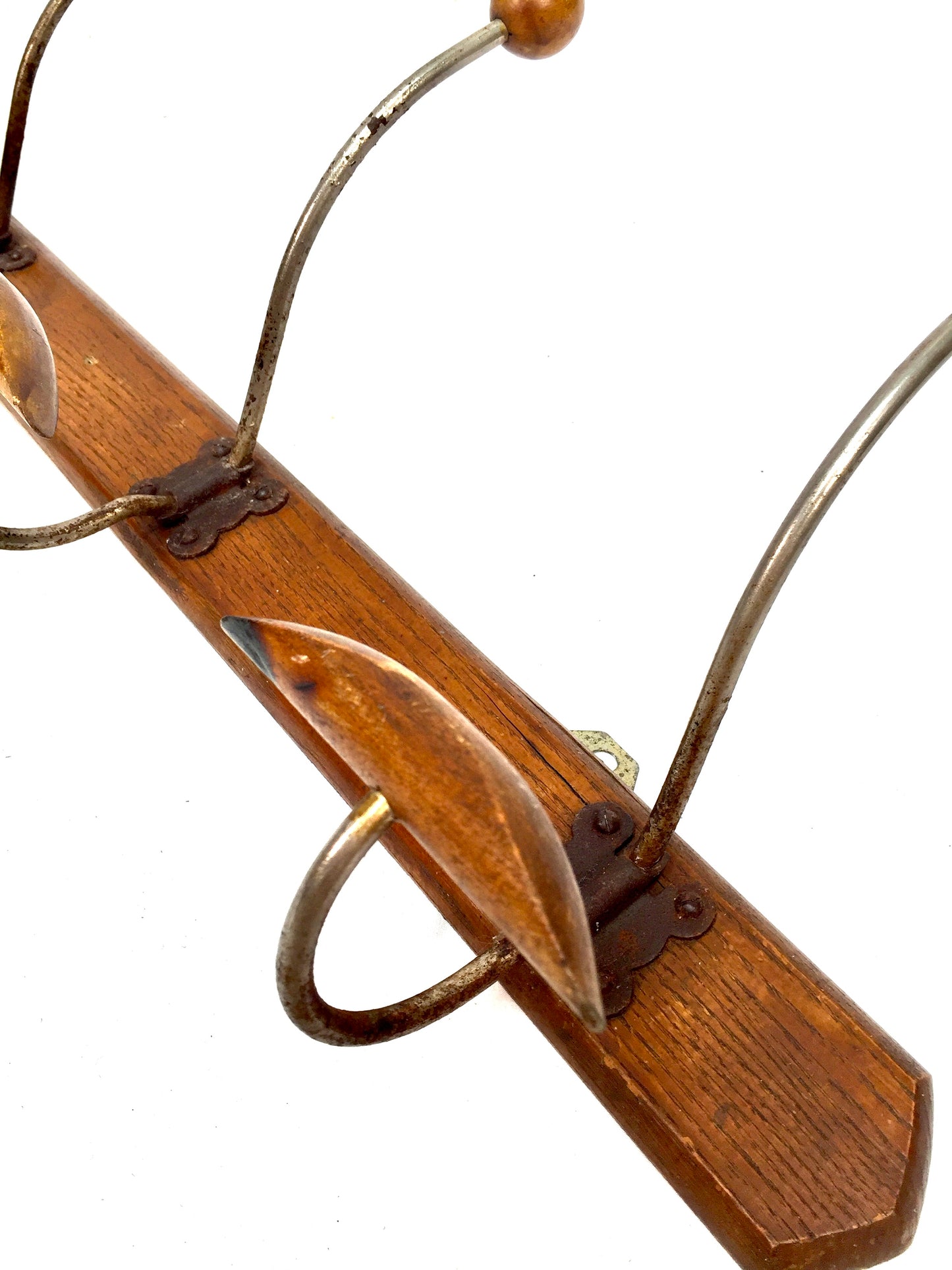 Antique Wooden Wall Mounted Entrance Hall Coat Hooks and Hat Rack c.1930s