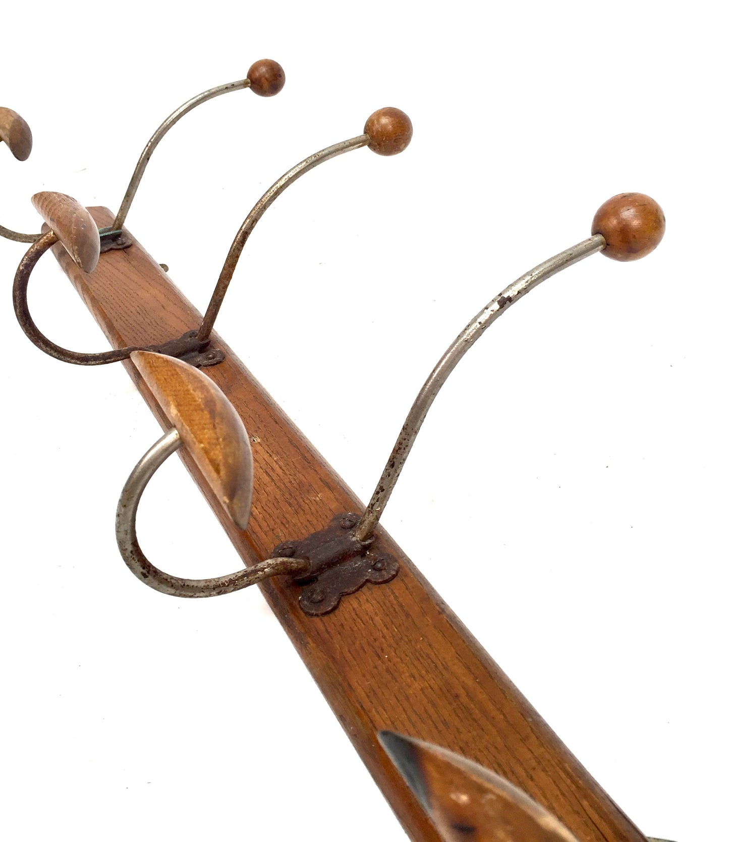 Antique Wooden Wall Mounted Entrance Hall Coat Hooks and Hat Rack c.1930s