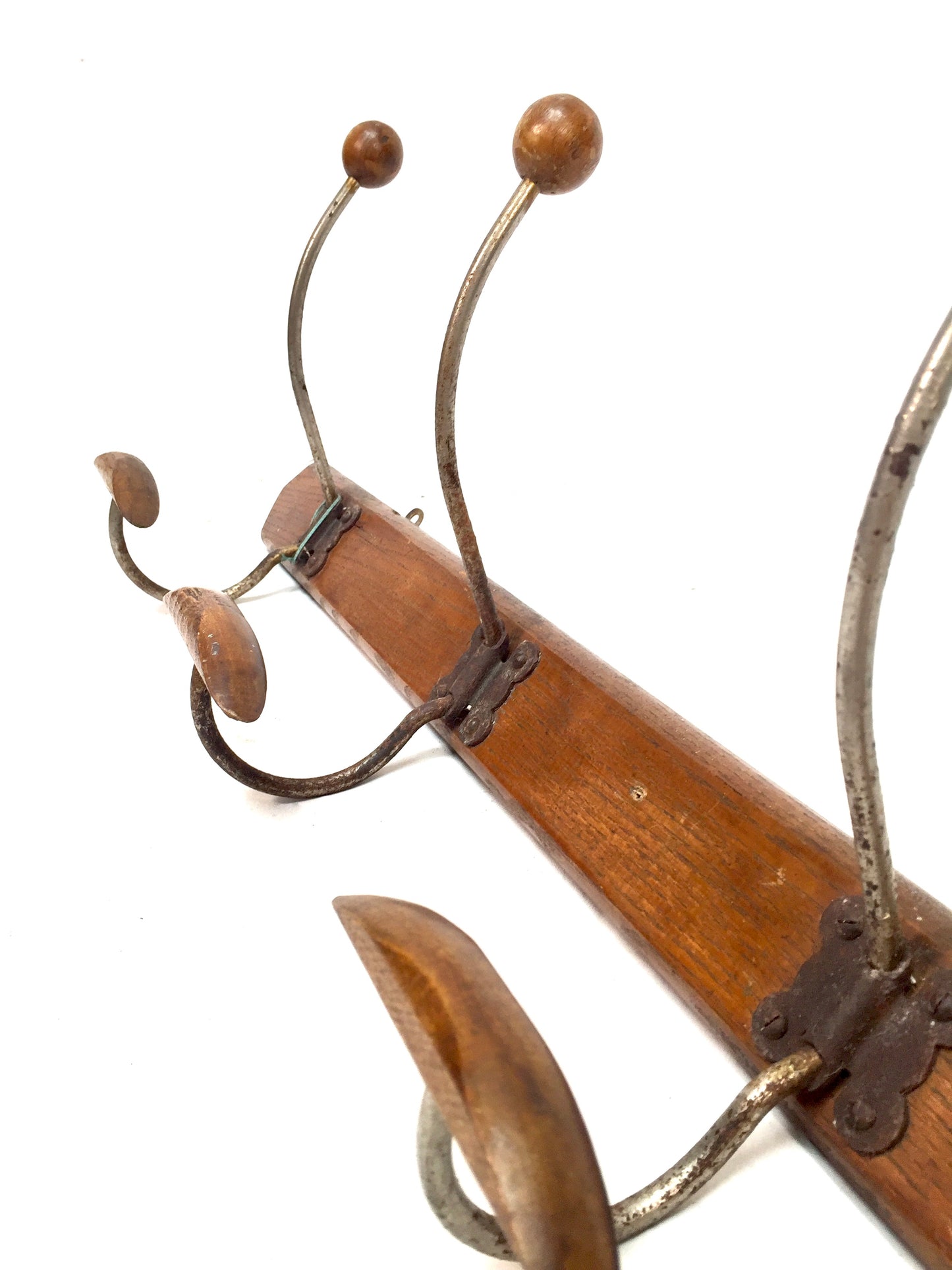 Antique Wooden Wall Mounted Entrance Hall Coat Hooks and Hat Rack c.1930s