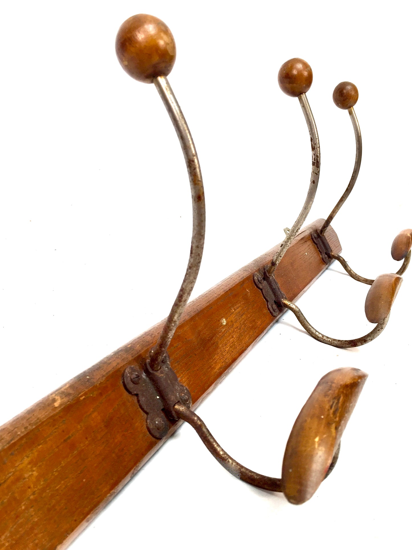 Antique Wooden Wall Mounted Entrance Hall Coat Hooks and Hat Rack c.1930s
