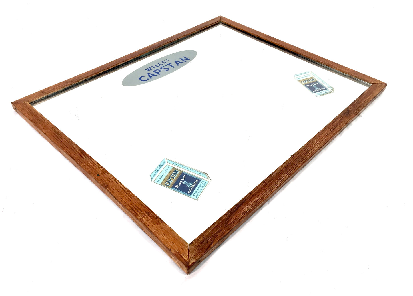 Antique Advertising - Wills's Capstan Navy Cut Cigarettes Oak Framed Mirror Sign