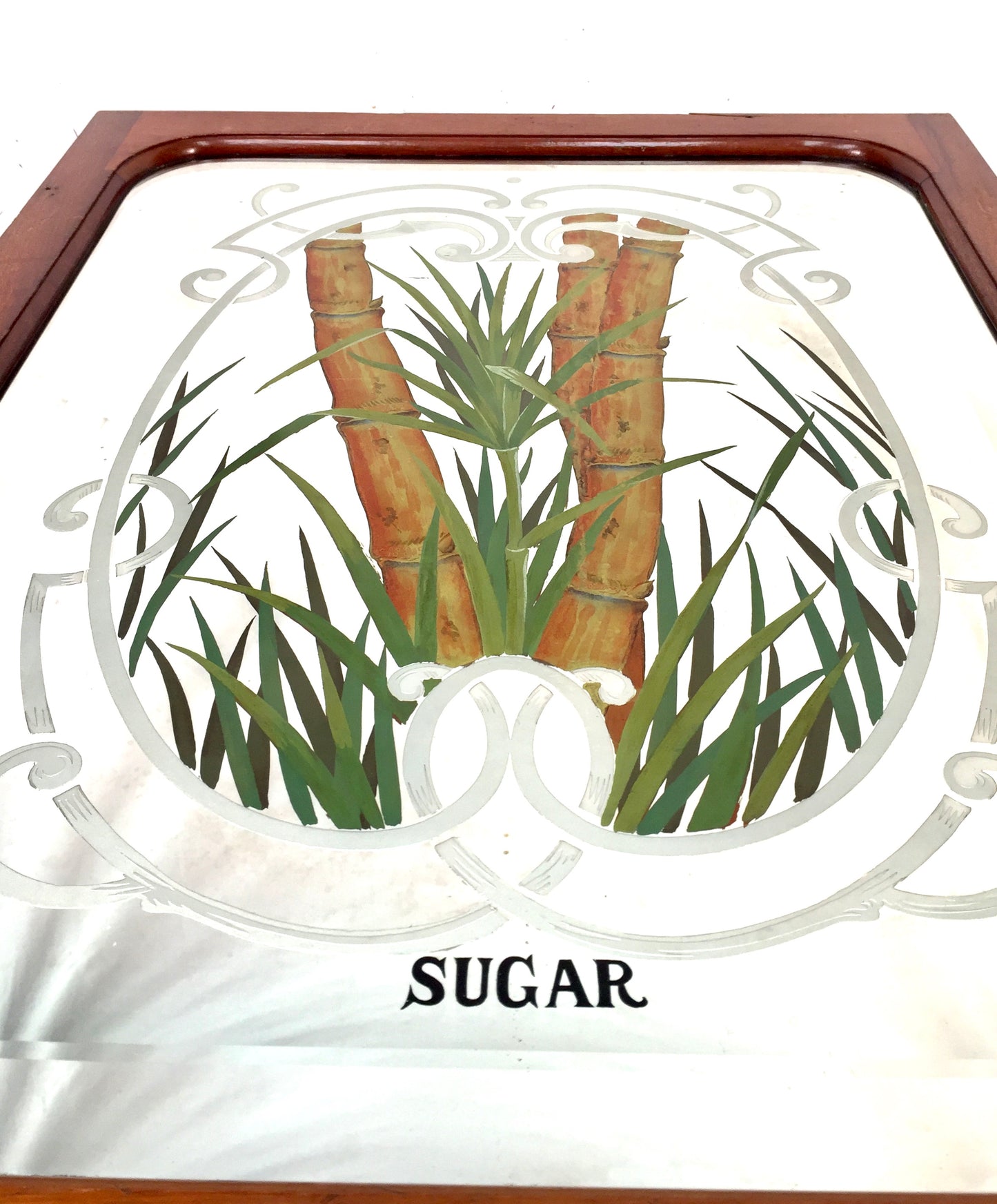 Antique Three Edwardian Mahogany Framed Shop Display Mirrors Tea, Coffee & Sugar