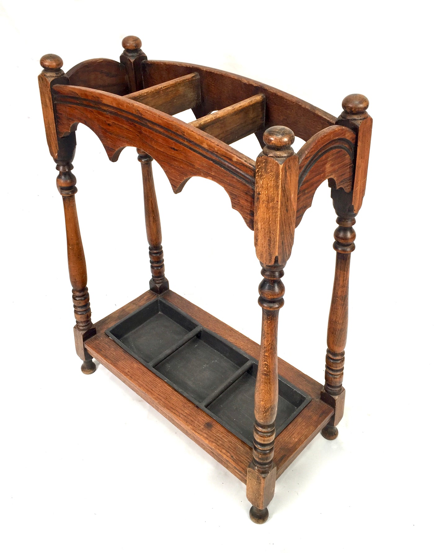 Antique Entrance Hall Arts & Crafts Oak Wooden Stick / Umbrella Stand c.1930